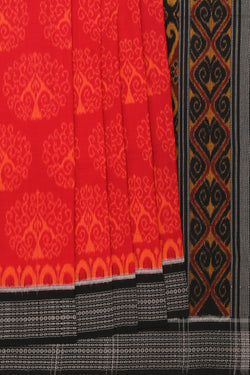 Image of Sambalpuri Cotton Red Saree