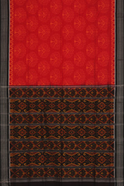 Image of Sambalpuri Cotton Red Saree