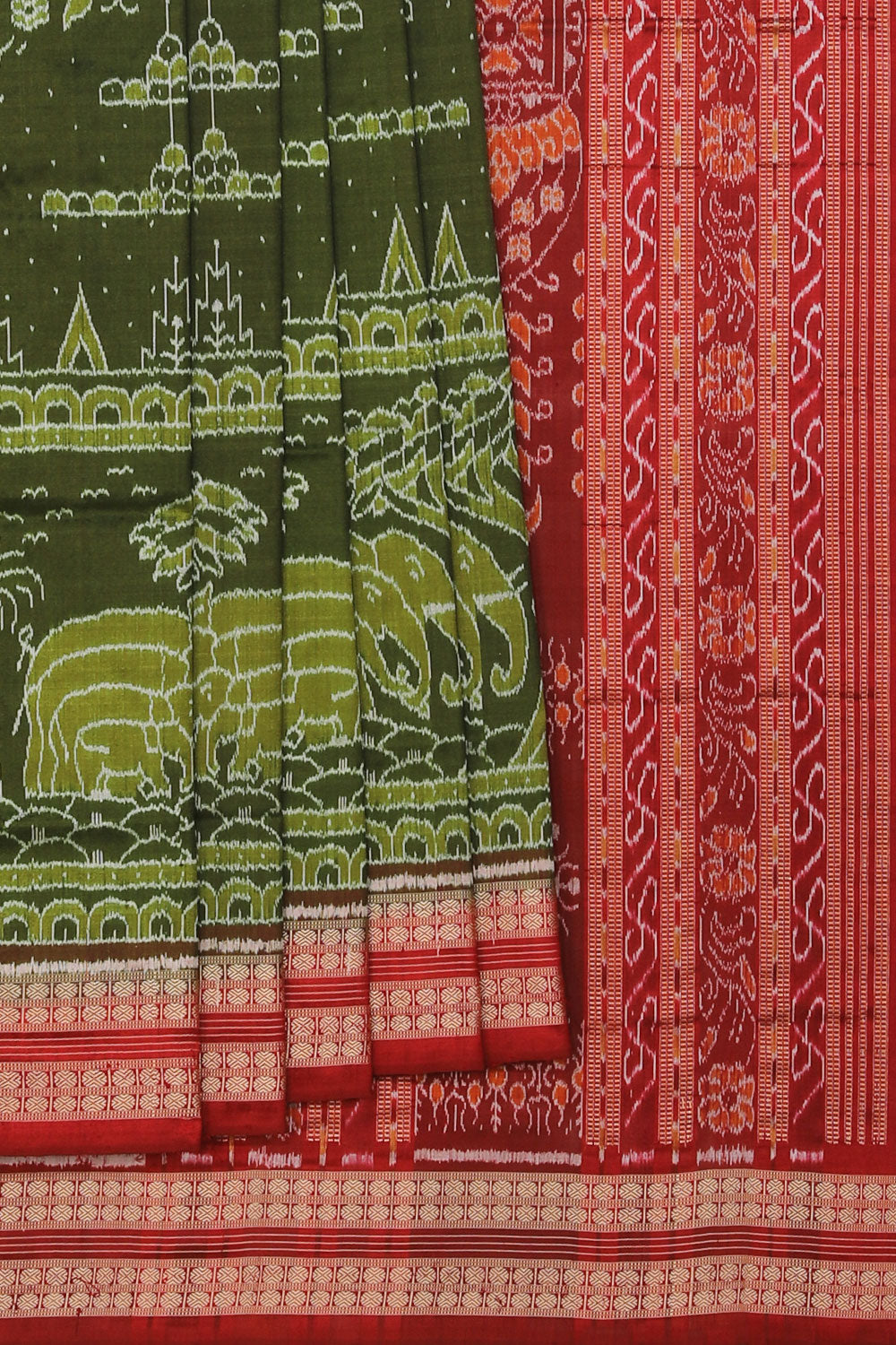 Collection of Sambalpuri Silk Green Saree in a gallery layout