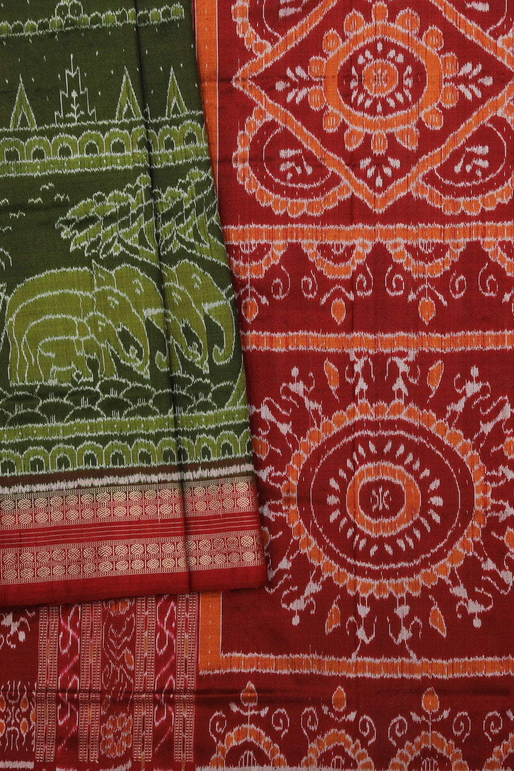 Collection of Sambalpuri Silk Green Saree in a gallery layout