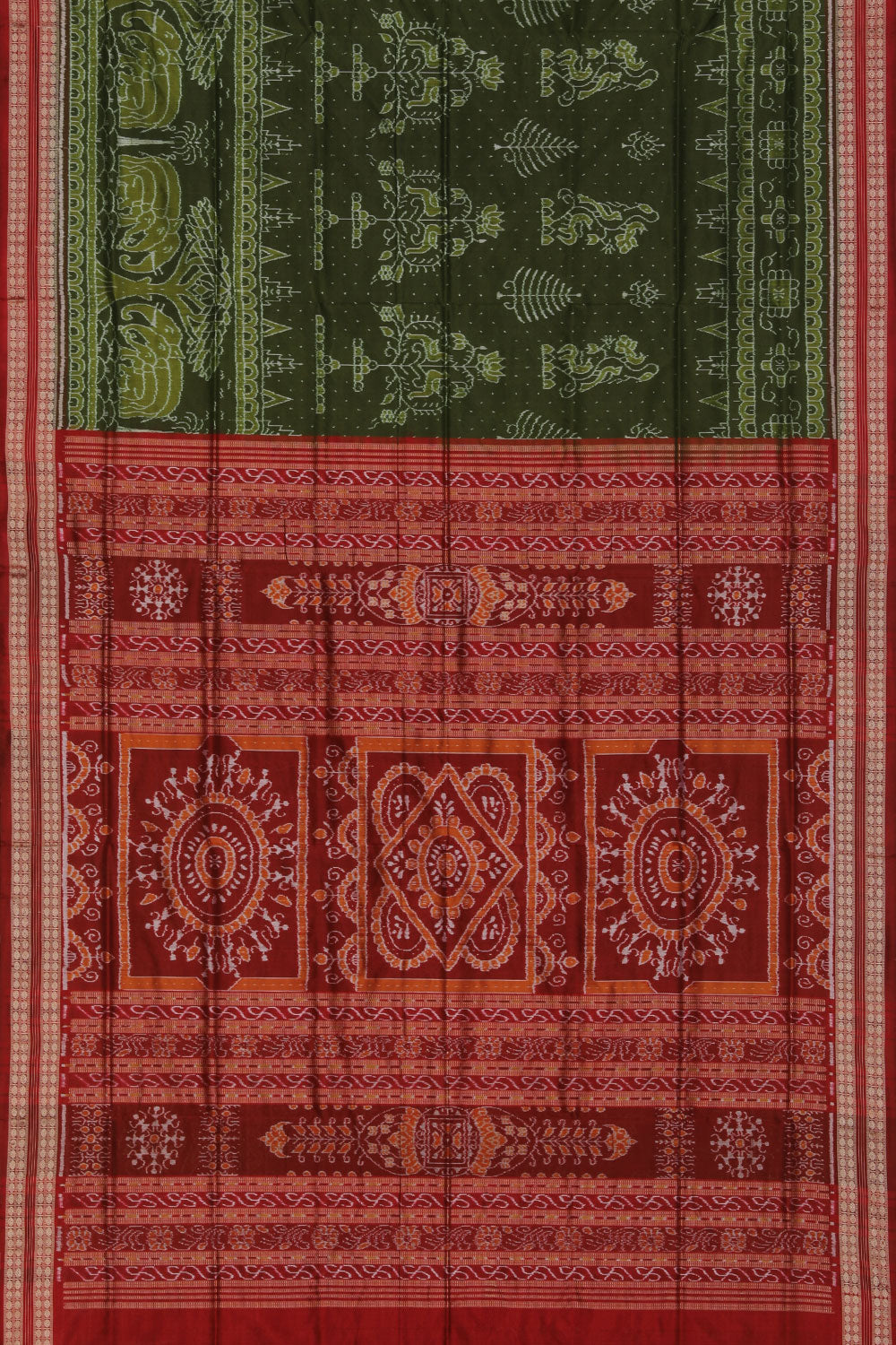 Collection of Sambalpuri Silk Green Saree in a gallery layout