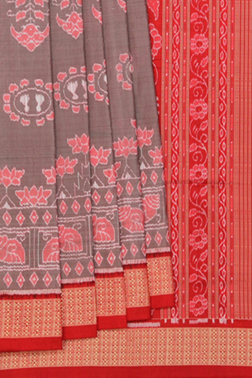 Collection of Sambalpuri Silk Grey Saree in a gallery layout