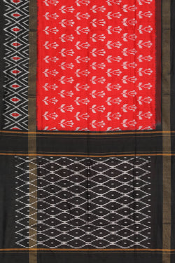 Collection of Pochampally Ikat Silk Coral-Red Saree in a gallery layout