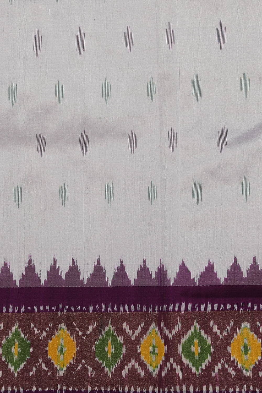 Collection of Pochampally Ikat Silk White Saree in a gallery layout