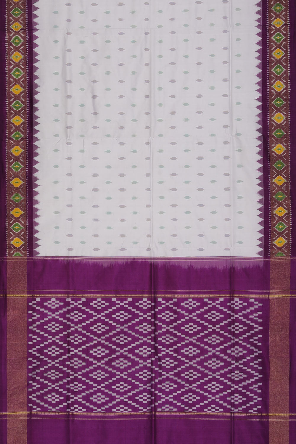 Collection of Pochampally Ikat Silk White Saree in a gallery layout