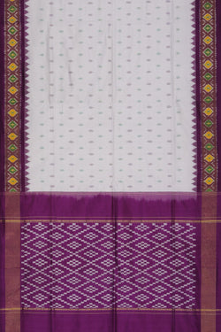 Collection of Pochampally Ikat Silk White Saree in a gallery layout