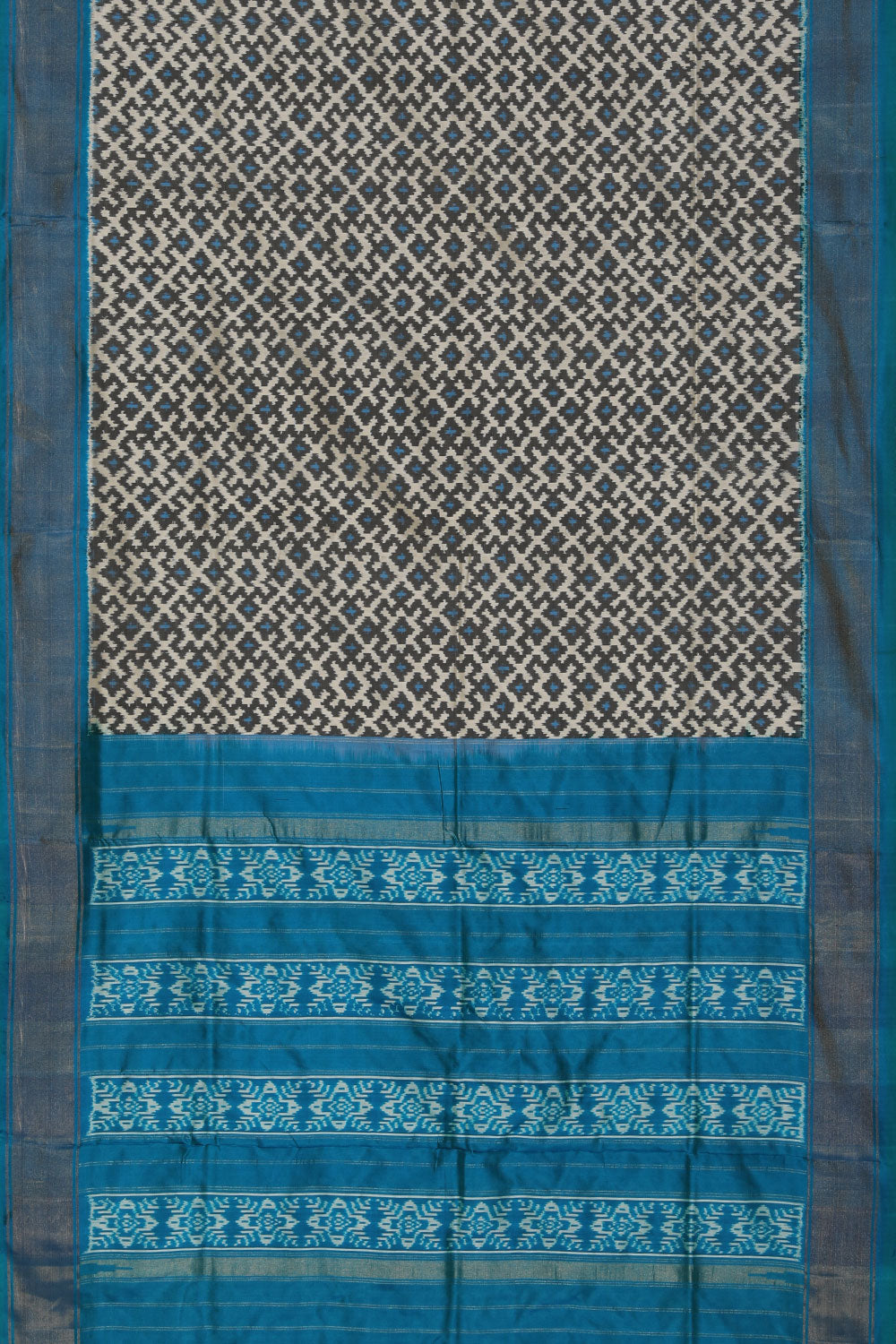 Collection of Pochampally Ikat Silk Cream Saree in a gallery layout