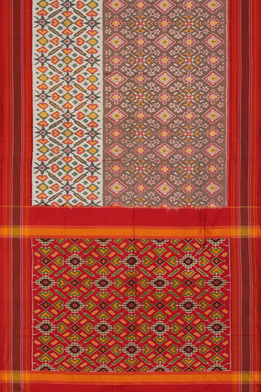 Pochampally Ikat Silk Brown Saree