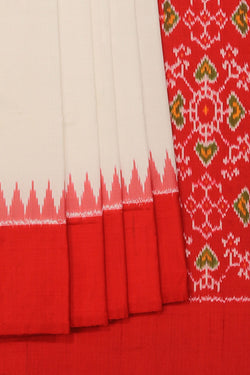 Collection of Pochampally Ikat White Saree in a gallery layout