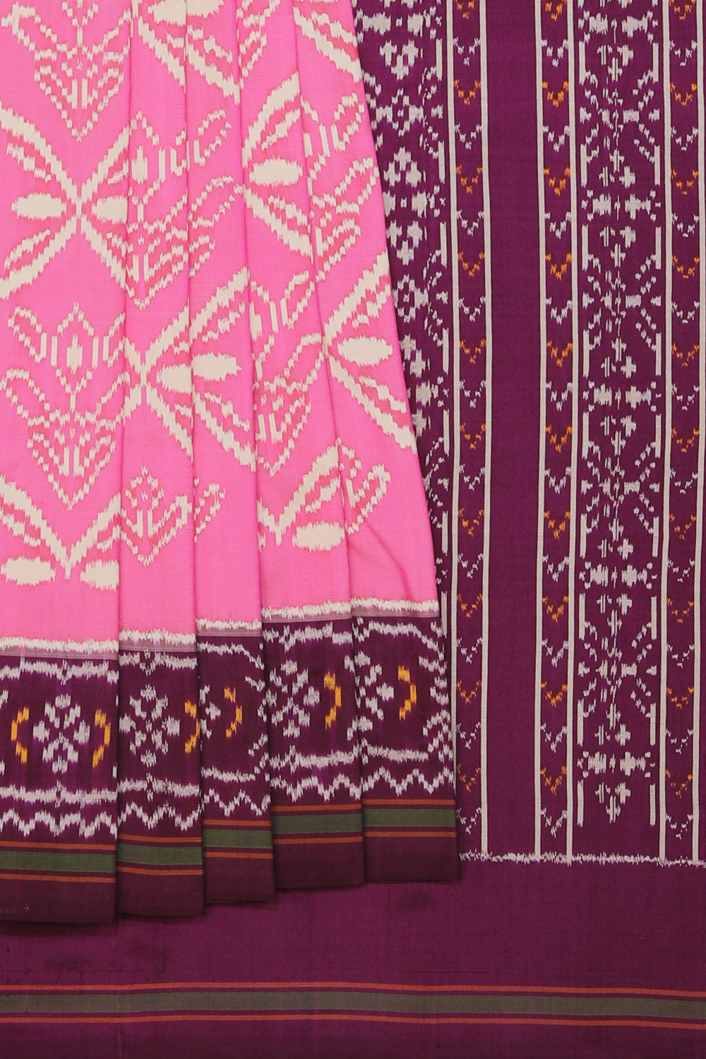 Collection of Pochampally Ikat Silk Pink Saree in a gallery layout