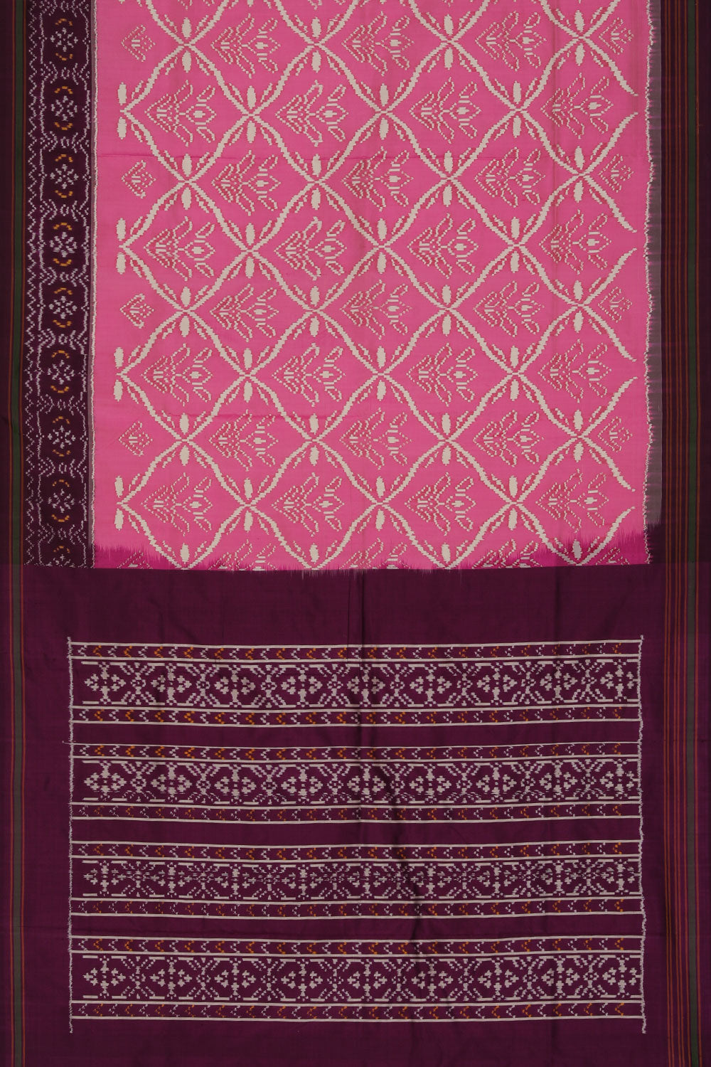 Collection of Pochampally Ikat Silk Pink Saree in a gallery layout