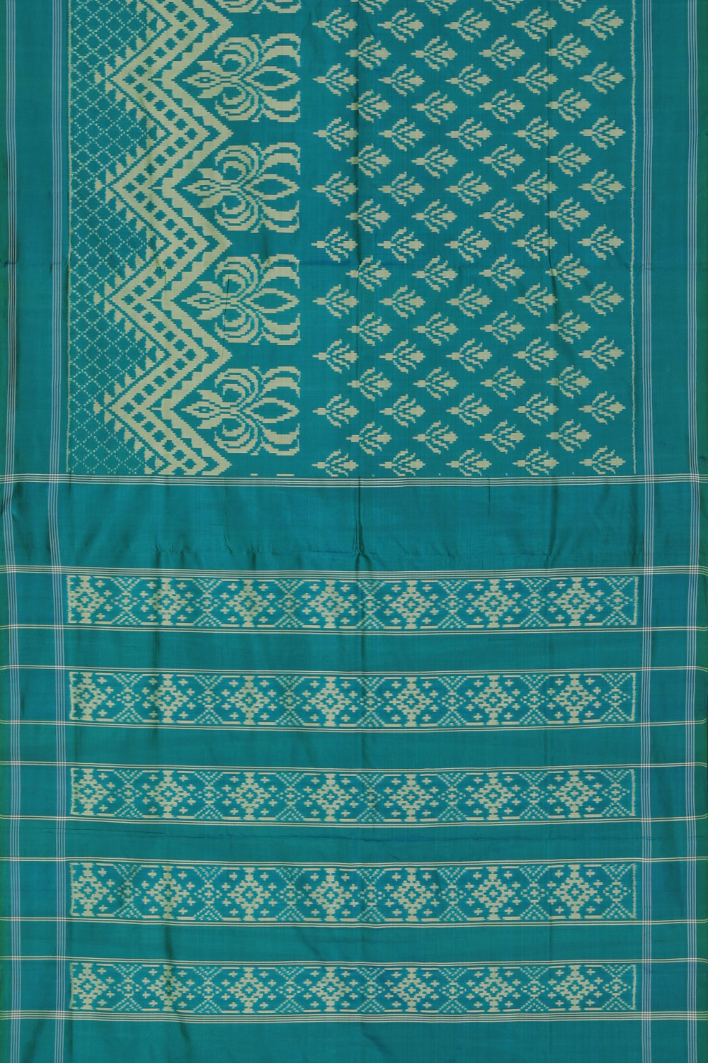 Collection of Pochampally Ikat Sea Blue Saree in a gallery layout