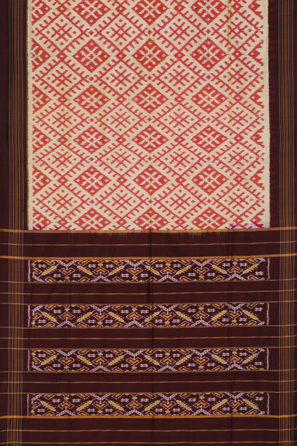 Collection of Pochampally Ikat Silk Cream Saree in a gallery layout