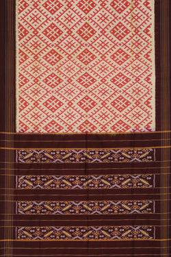 Image of Pochampally Ikat Silk Cream Saree