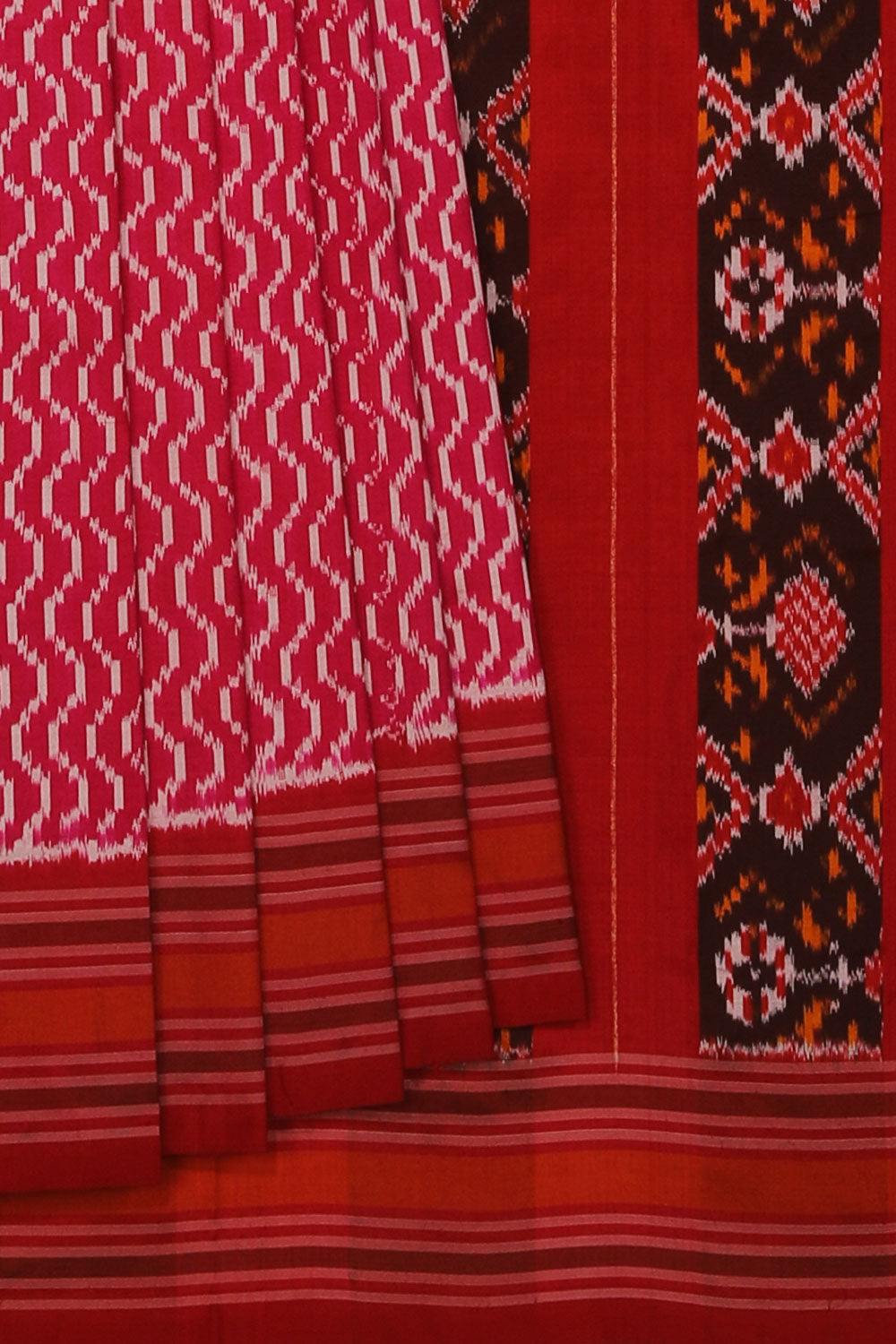 Collection of Pochampally Ikat Pink Saree in a gallery layout