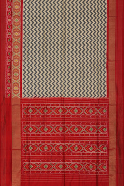 Collection of Pochampally Ikat Cream-Grey Saree in a gallery layout