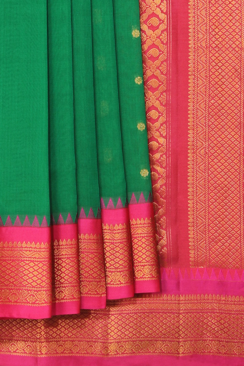 Collection of Gadwal Green Saree in a gallery layout