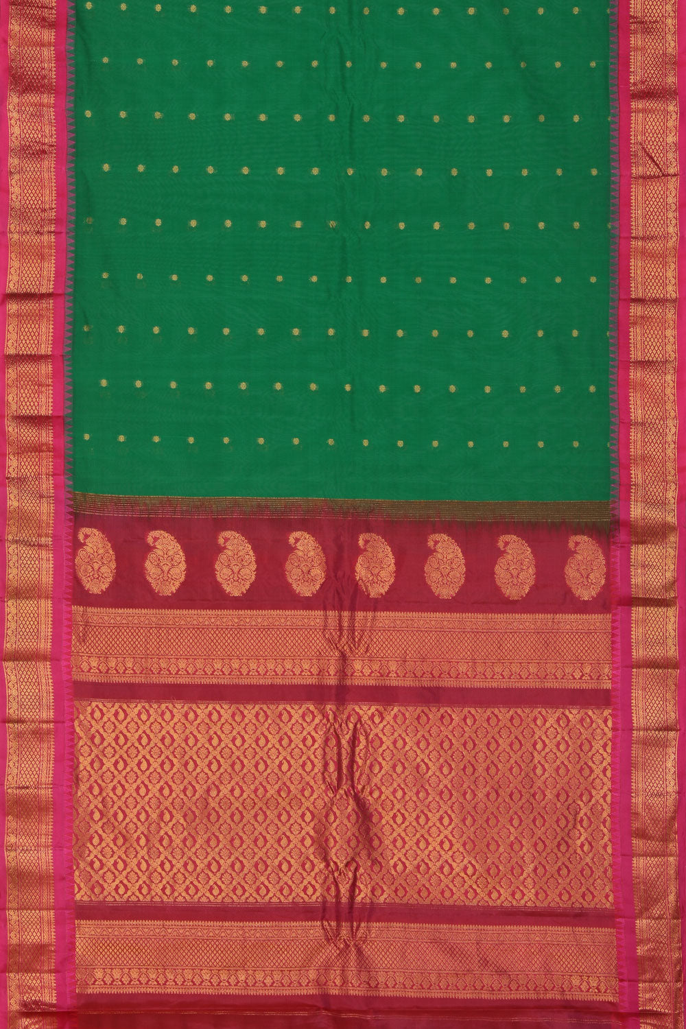 Collection of Gadwal Green Saree in a gallery layout