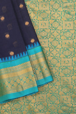 Collection of Gadwal Navy Blue Saree in a gallery layout