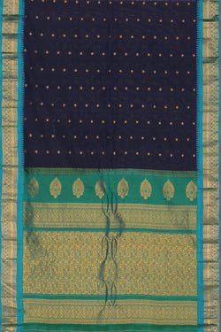 Collection of Gadwal Navy Blue Saree in a gallery layout