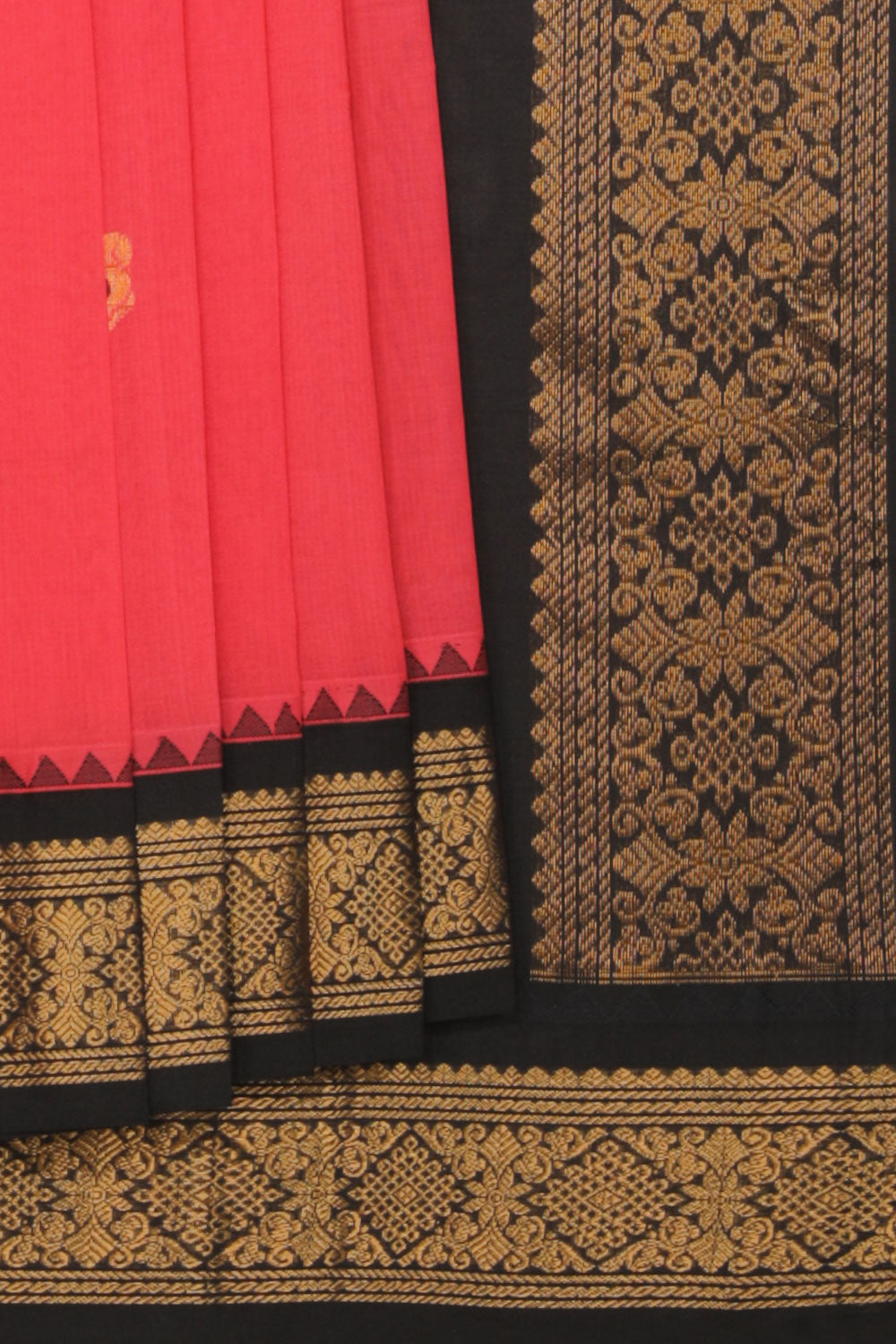 Collection of Gadwal Coral Pink Saree in a gallery layout