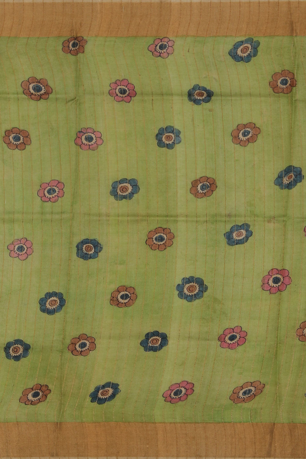 Image of Tussar Kalamkari Hand-Painted Pink Saree