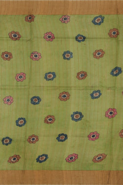 Collection of Tussar Kalamkari Hand-Painted Pink Saree in a gallery layout