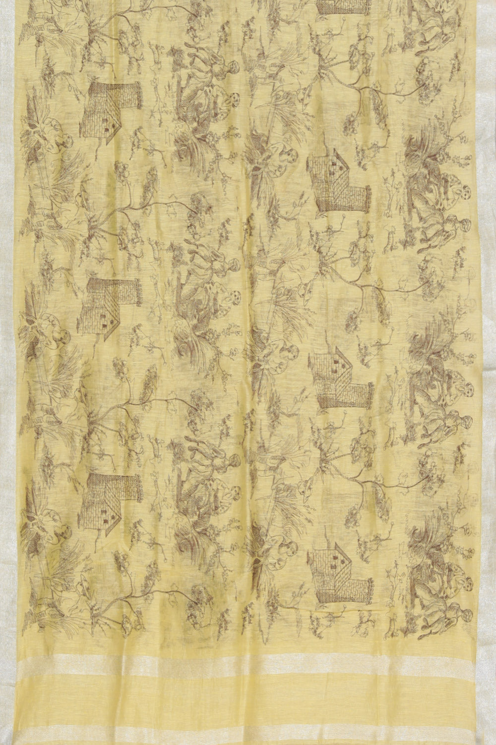 Linen Embroidered Yellow Dupatta