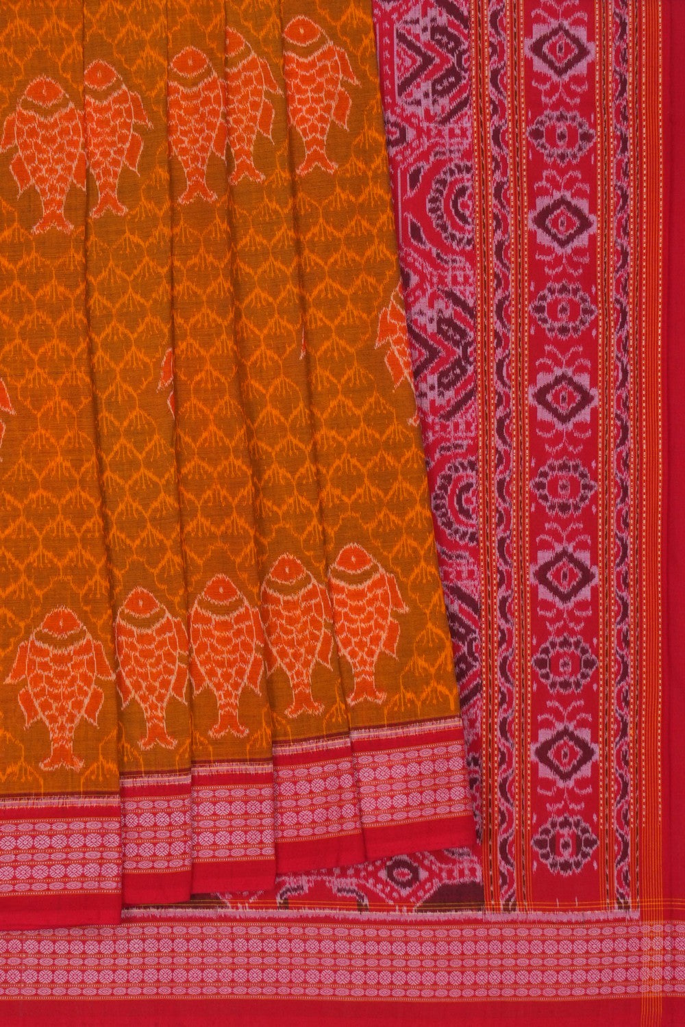 Image of Sambalpuri Cotton Mustard Saree