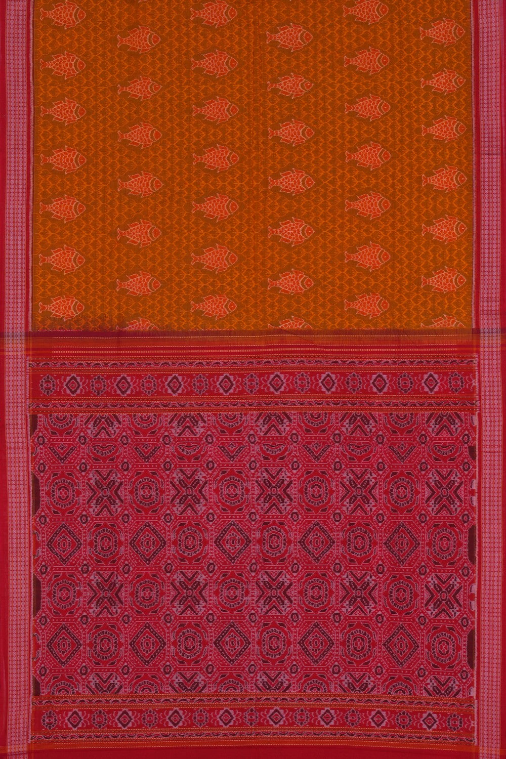Image of Sambalpuri Cotton Mustard Saree
