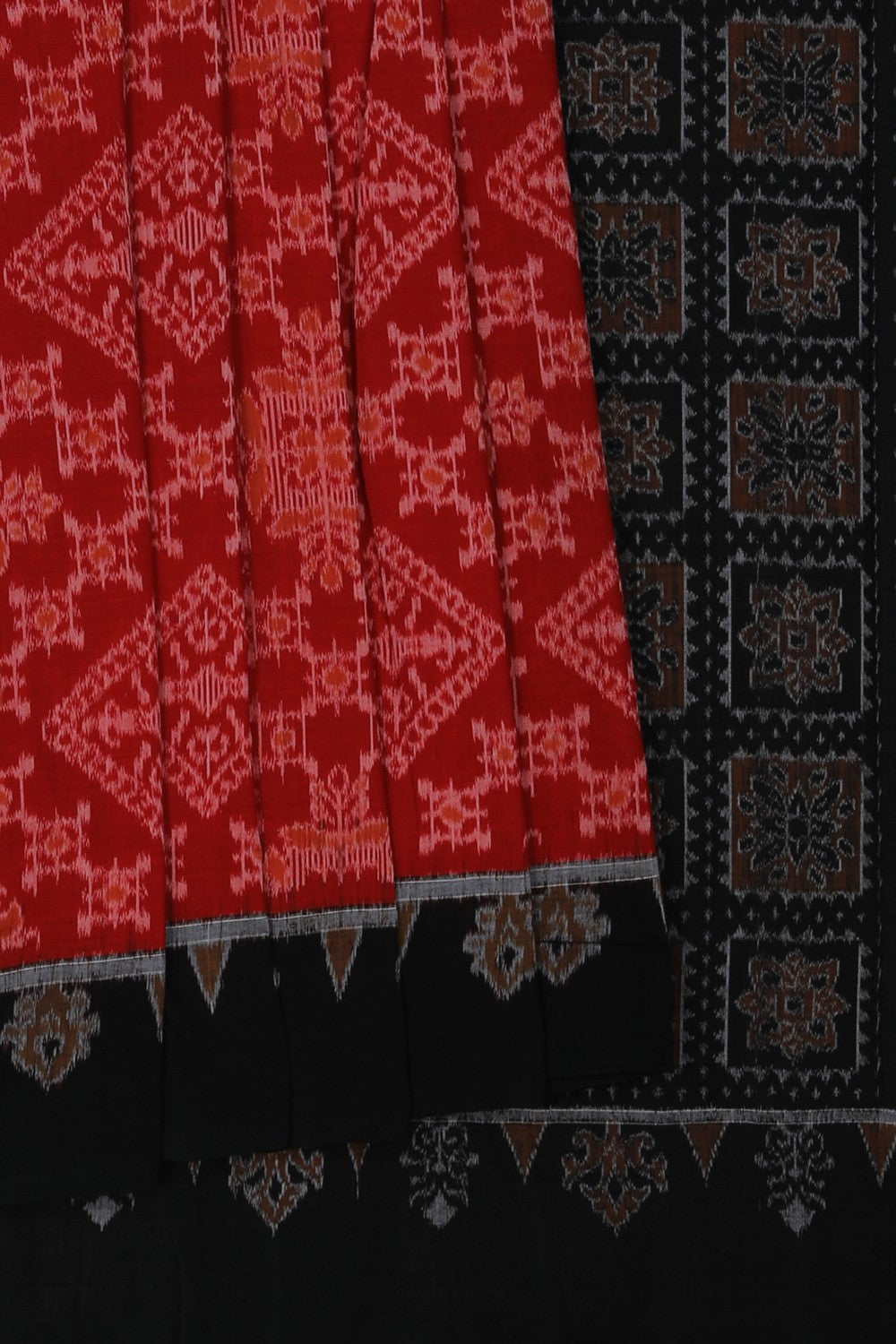 Image of Sambalpuri Cotton Red Saree