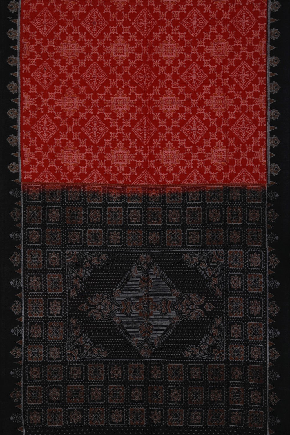 Image of Sambalpuri Cotton Red Saree