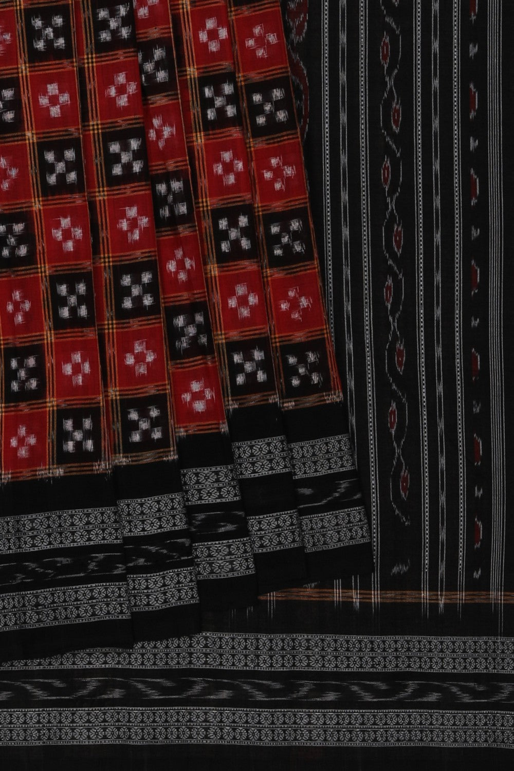 Image of Sambalpuri Cotton Red Saree