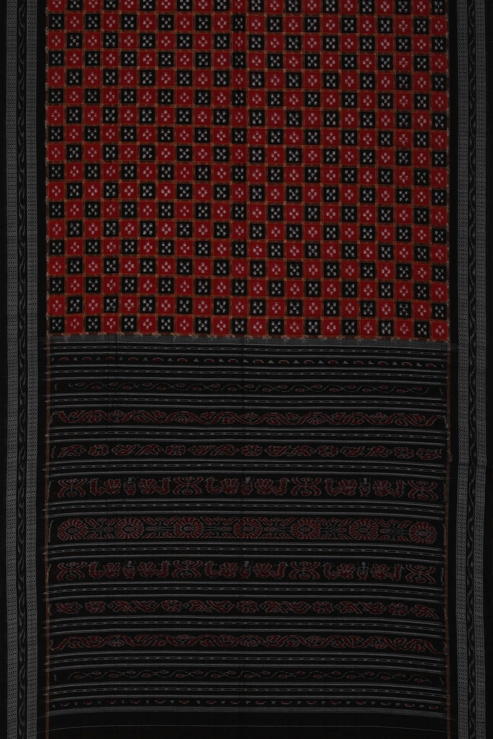 Image of Sambalpuri Cotton Red Saree