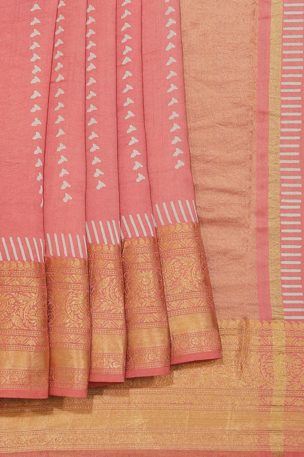 Collection of Simple Yet Elegant Coral Pink Saree in a gallery layout