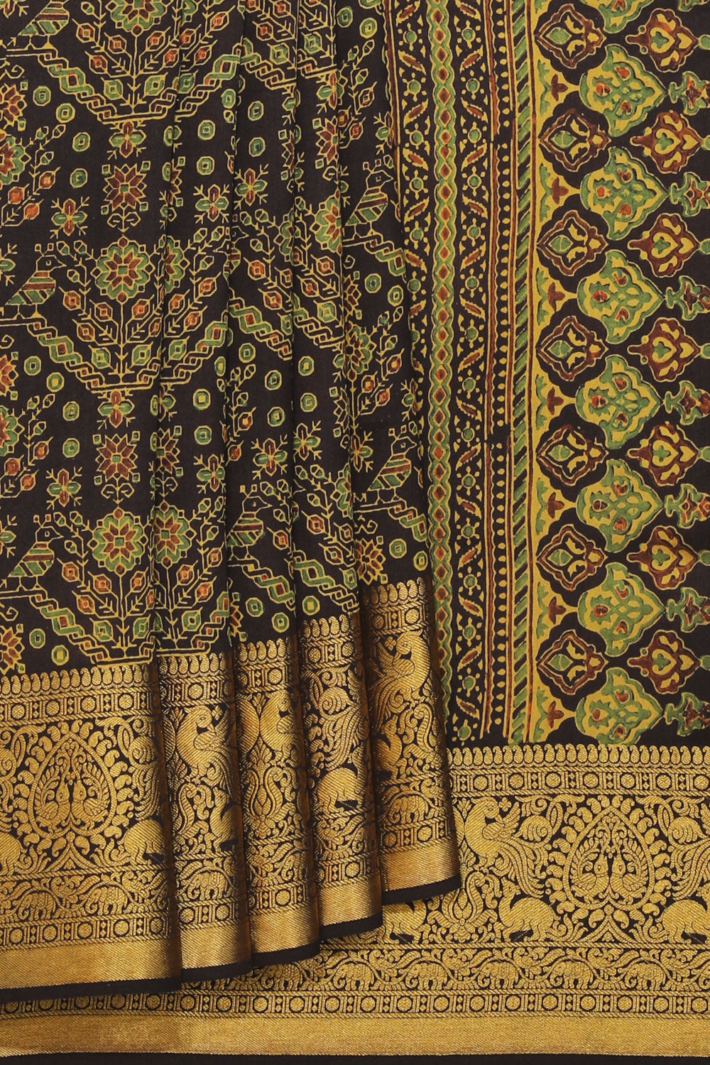 Collection of Ajrakh Modal Silk Saree in a gallery layout