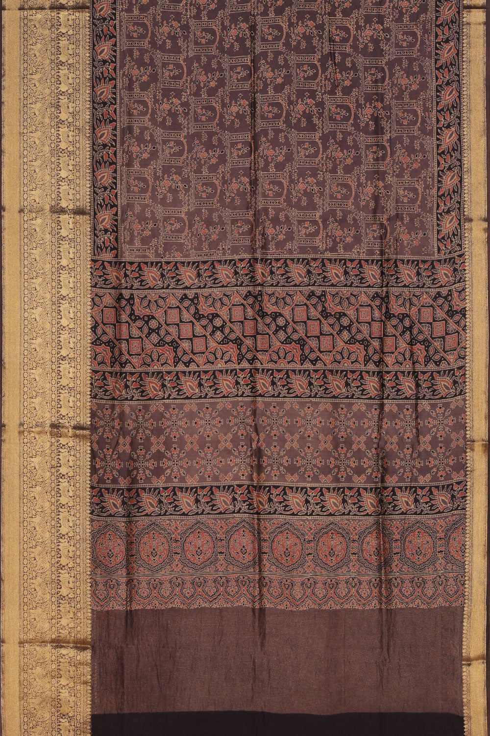 Collection of Ajrakh Modal Silk Saree in a gallery layout