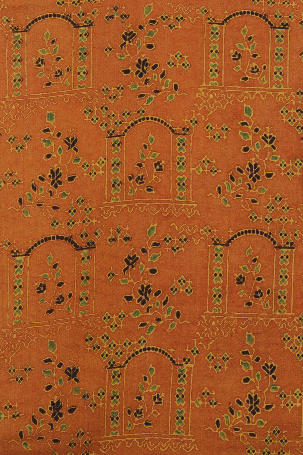 Image of Mustard Ajrakh Modal Silk Saree