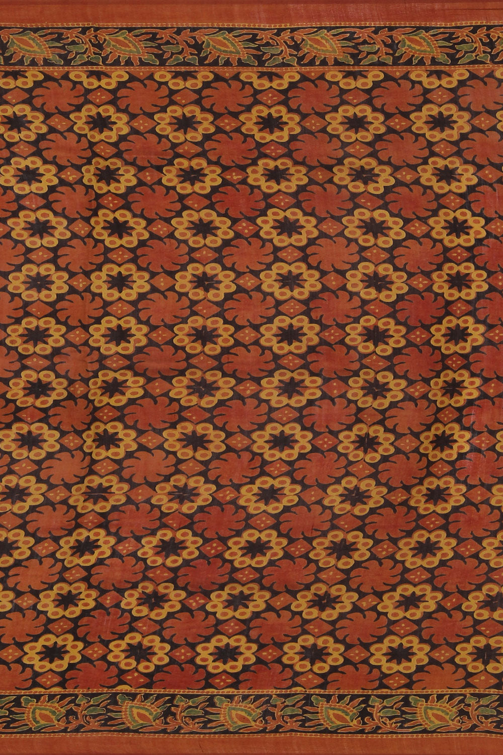 Image of Mustard Ajrakh Modal Silk Saree