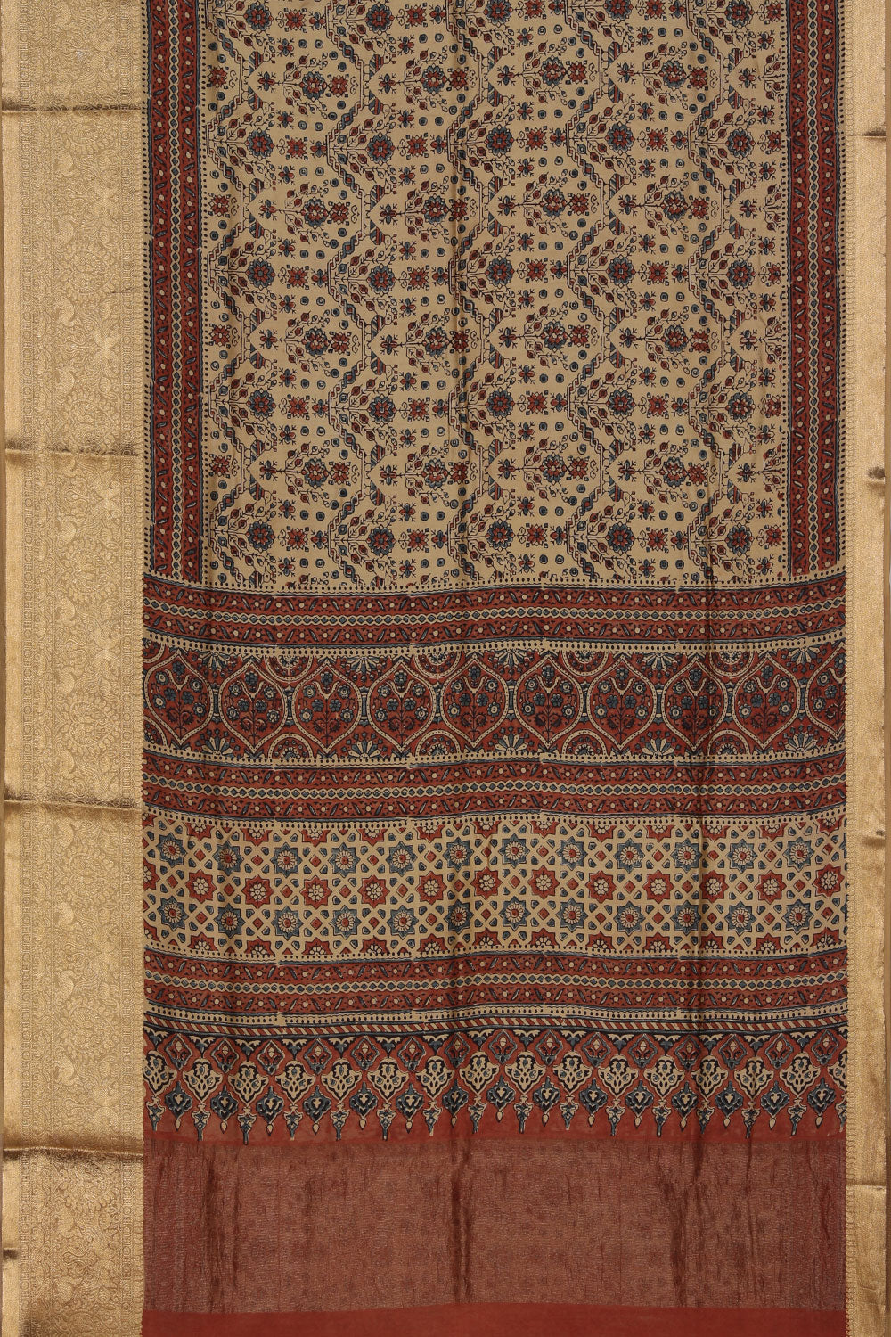 Image of Ajrakh Modal Silk Saree