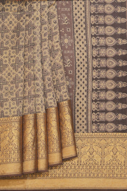 Collection of Ajrakh Modal Silk Saree in a gallery layout