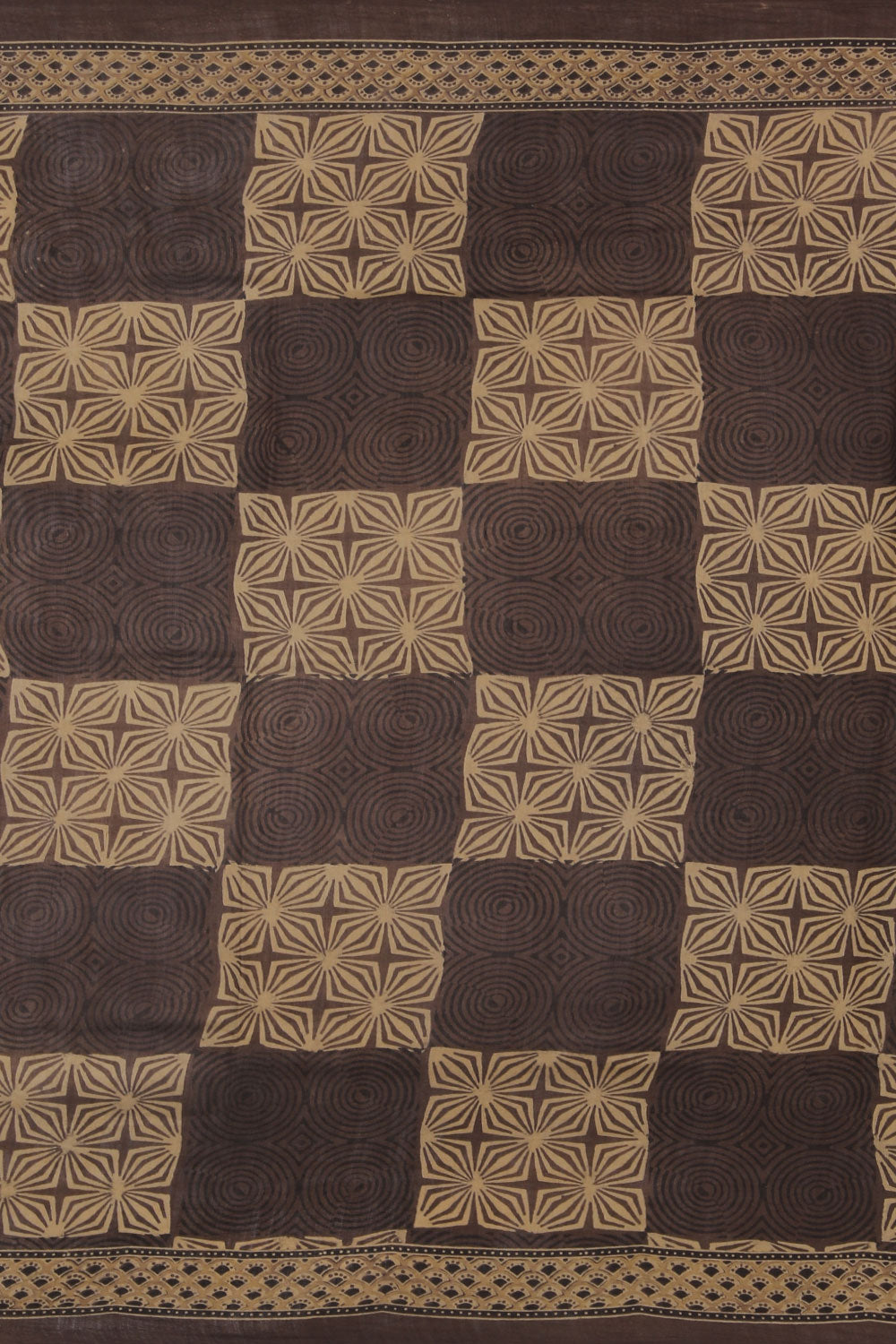 Image of Geomtrical Ajrakh Printed Modal Silk Saree