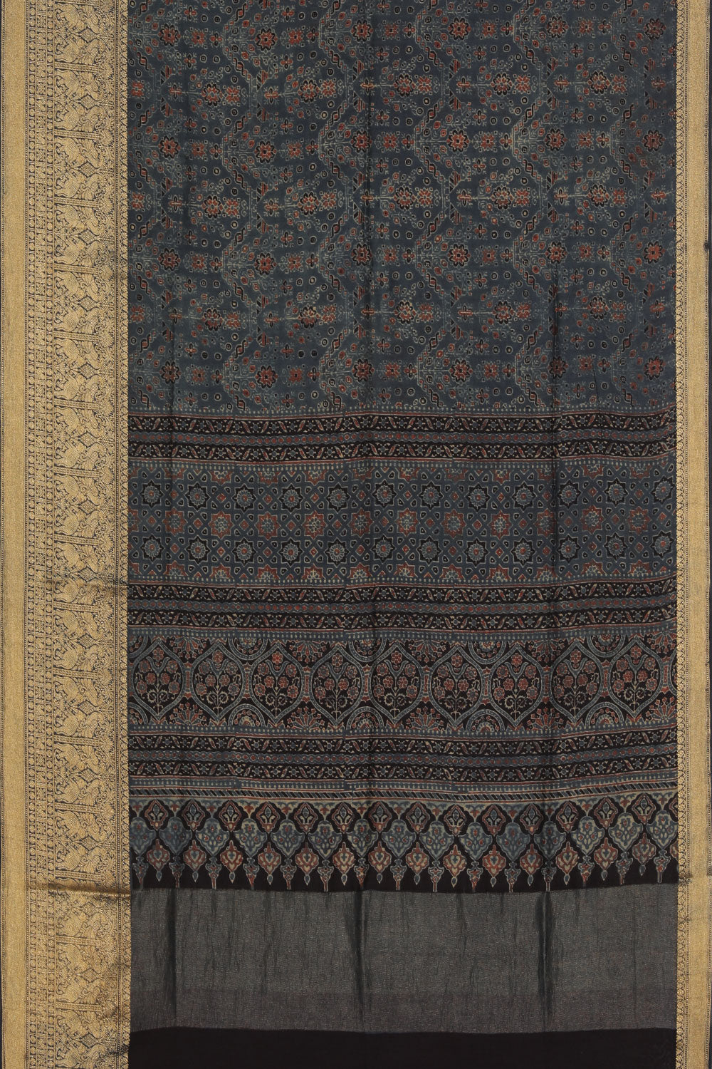 Image of Ajkrakh Printed Cotton Silk Saree