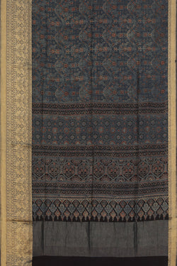 Image of Ajrakh Modal Silk Saree