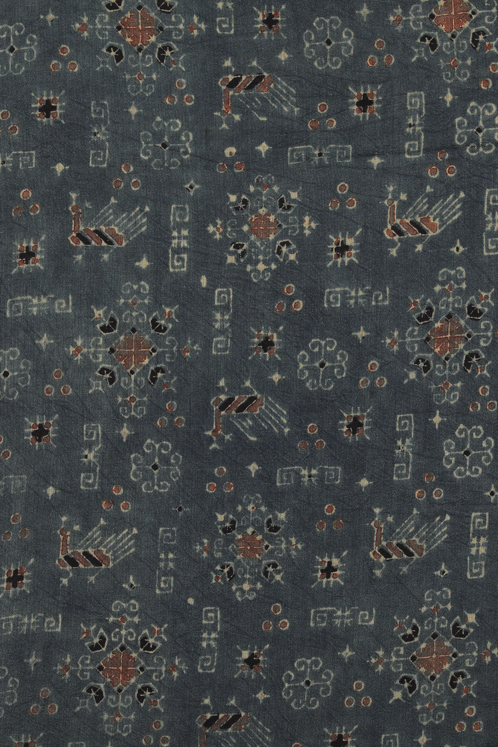 Image of Smokey Grey Ajrakh Modal Silk Saree