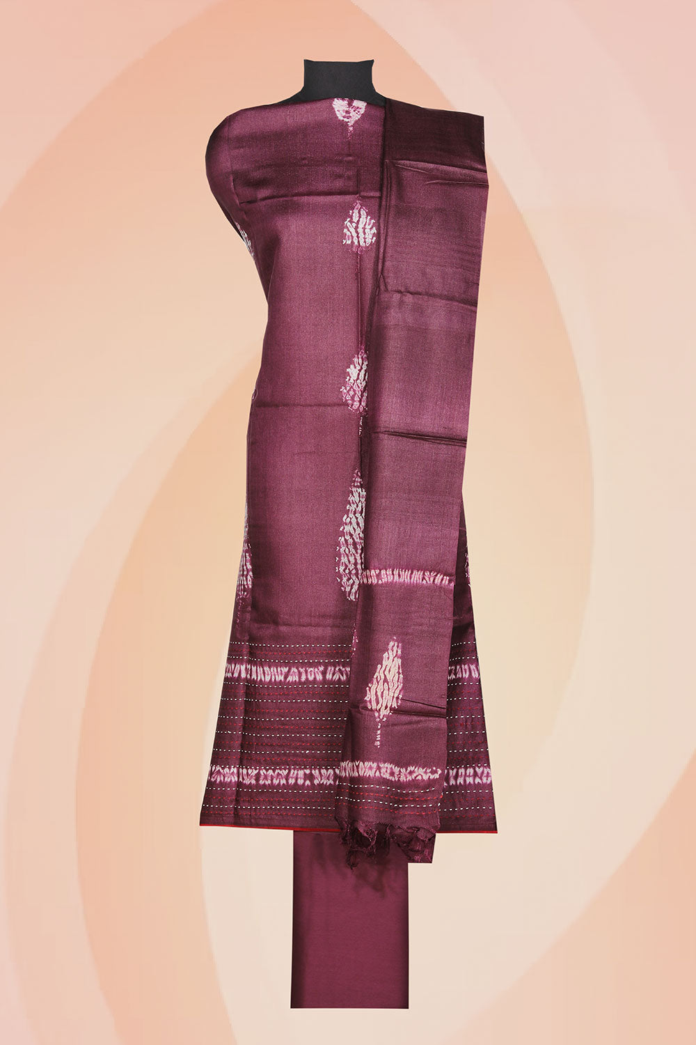 Collection of Shibori printed Unstitched Suit With Dupatta (3 Pcs Set) in a gallery layout