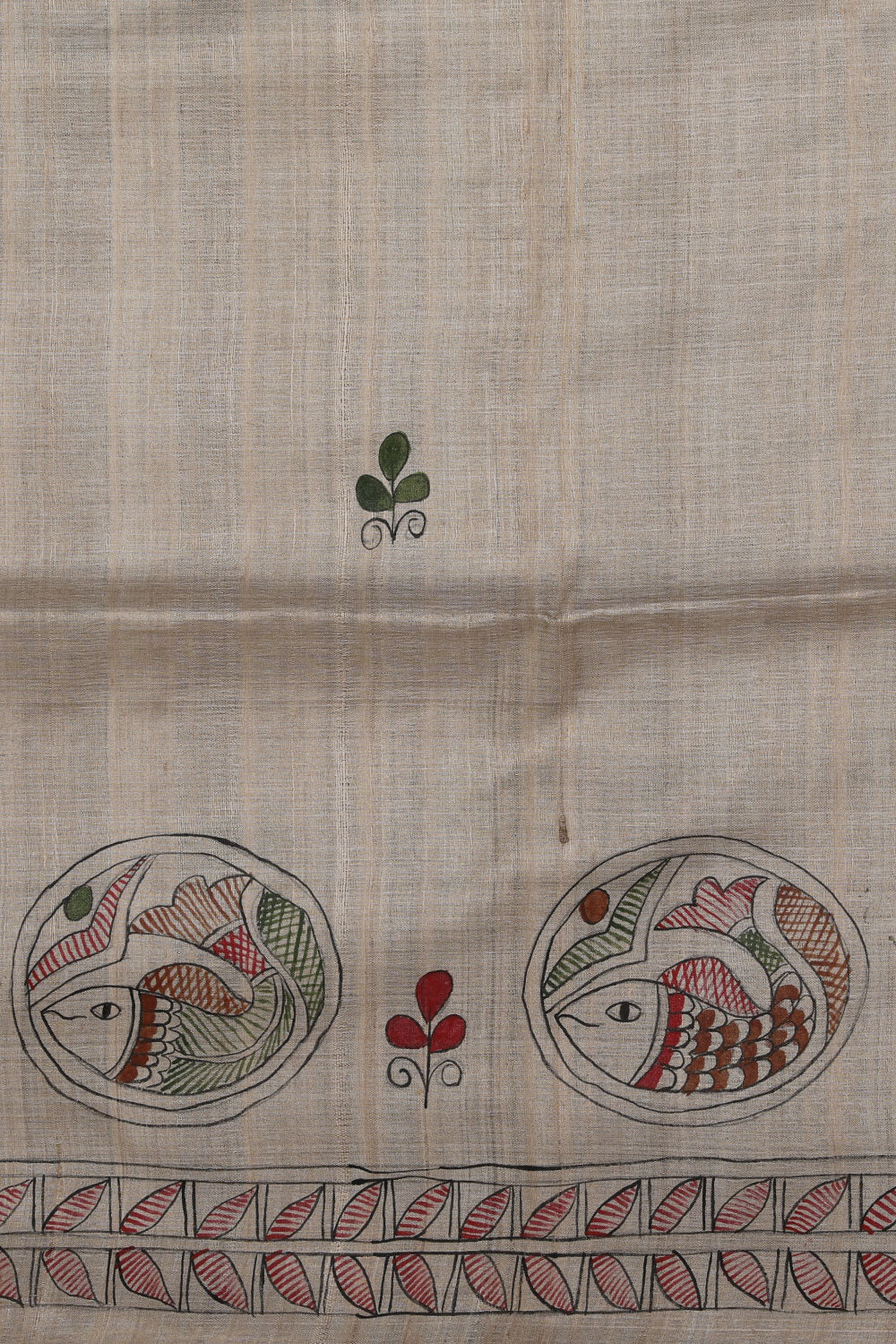 Collection of Tussar-Silk Madhubani Painted Saree in a gallery layout