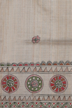 Collection of Tussar-Silk Madhubani Painted Saree in a gallery layout