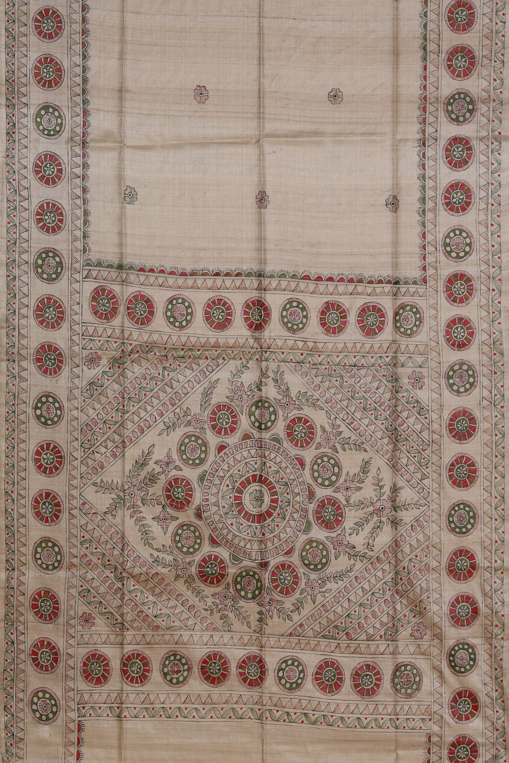 Collection of Tussar-Silk Madhubani Painted Saree in a gallery layout