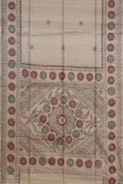 Collection of Tussar-Silk Madhubani Painted Saree in a gallery layout